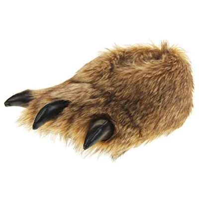 Image of Dunlop Mens Brown Faux Fur Monster Claws Novelty Slippers, Claw, 10/11 UK