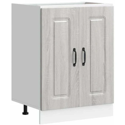 Image of vidaXL sink base cabinet 60x46x81.5 cm grey somona engineered wood kitchen storage unit with adjustable feet