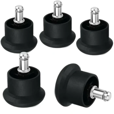 Image of Chair Glide Castors for Office Gaming Wheel Replacement, 11mm x 22mm Stem, 50mm Diameter Pack of 5 (Black)