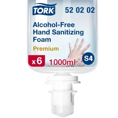 Image of Tork Alcohol Free Hand Sanitising Foam S4, Dermatologically Tested, 6 x 1000ml, 520202