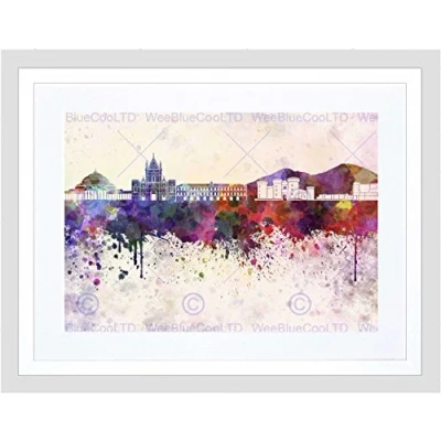Image of Wee Blue Coo Painting Cityscape Naples Skyline Paint Splash Framed Wall Art Print