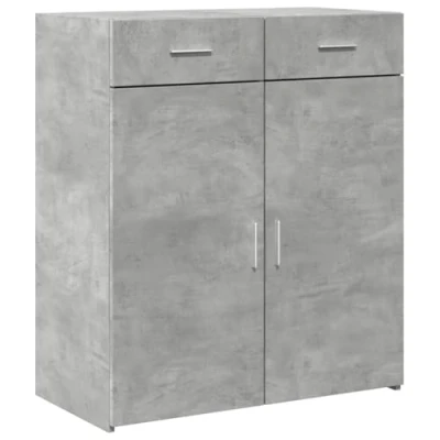Image of vidaXL Sideboard Concrete Grey Engineered Wood 80x42.5x93 cm 2 Drawers Living Room/Kitchen/Office