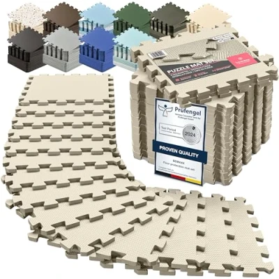 Image of Interlocking Soft Foam Floor Mat 18 Pieces Protective Gym Flooring Set, Exercise Mats EVA Puzzle Rubber Tiles, Ground Surface Protection Workout Underlay Matting Sports Pool Home Fitness Garage