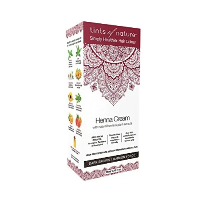 Image of Tints of Nature Dark Brown Semi Permanent Henna Cream Hair Colour, Ammonia Free and 95% Natural, 70ml
