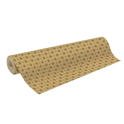 Image of Clairefontaine 223905C A reel of Gift wrap Raw kraft paper 70g Dimensions: 50x0.70m Pattern: Gold stars wrapping, ideal for professional packaging