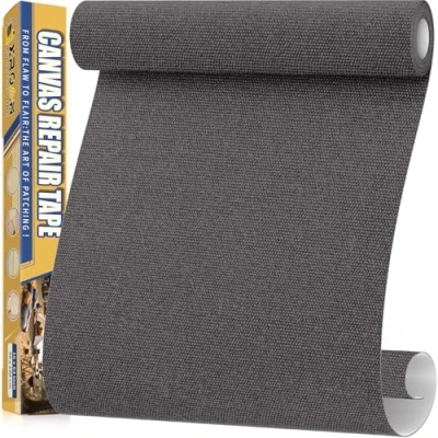 Image of Canvas Repair Tape, 40 x 160 cm Waterproof Fabric Tape for Furniture, Self Adhesive Patches Boat Covers, Sofas, Tents, Louge Chairs, Canopy, Awning Dark Gray