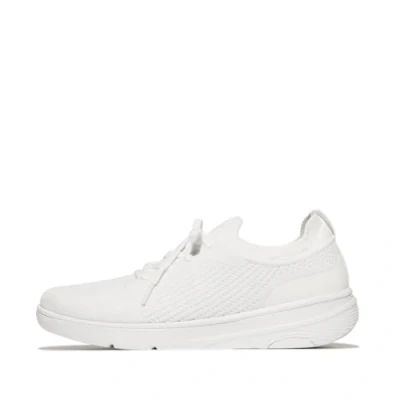 Image of Fitflop Women&#039;s Super Q Knit Slip ON Laced Sneakers, White, 7 UK