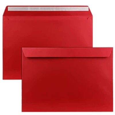 Image of 10x large XXL envelopes DIN C4 in rose red 22.9 x 32.4 cm self adhesive without window mailing bag suitable for A4