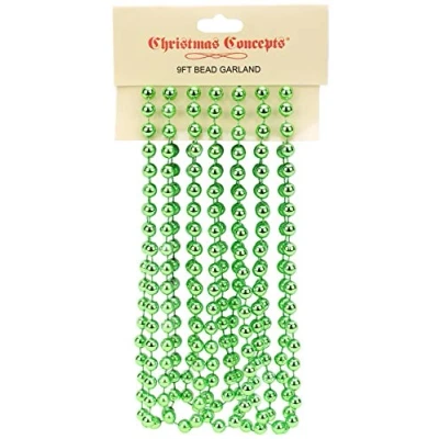 Image of Christmas Concepts® 2.7m (9ft) Bead Chain Garlands Decorations (Lime Green)