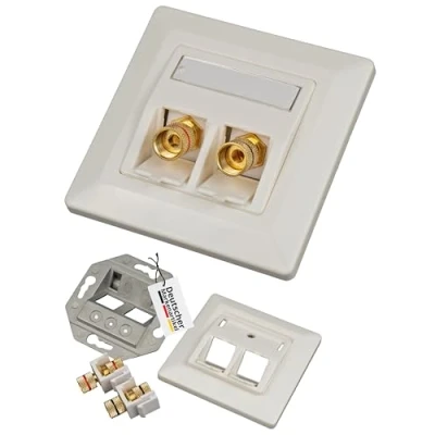 Image of KEYSTONE MODULE Speaker Terminal 80x80 mm LS Binding Post with Spring Clip Gold Plated Banana Plugs, Red/Black