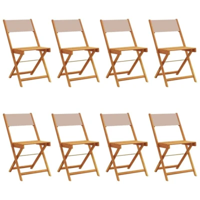 Image of vidaXL Folding Garden Chairs 8 pcs Taupe Fabric and Solid Wood