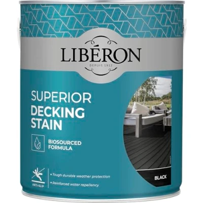 Image of Liberon Superior Decking Stain 2.5 litre Anti Slip New Biosourced Formula (Black)