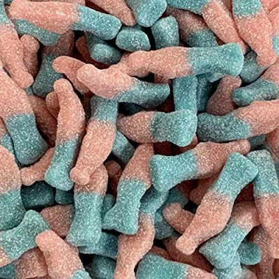 Image of Vegan Fizzy Bubblegum Bottles 700g Re Sealable Pouch by The Gourmet Sweet Company