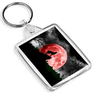 Image of Howling Spirit Wolf Keyring Blood Moon Fantasy Wolves Dog Fun #8850