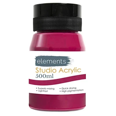 Image of Elements 500ml Acrylic Paint 500 ml Tub Quick Drying Paints with High Pigment and Vibrant Colour Magenta Deep