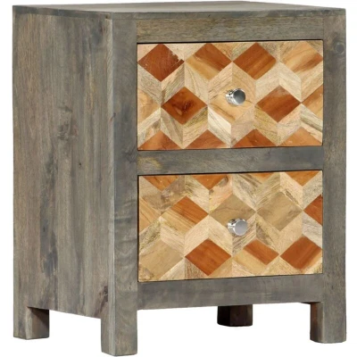 Image of vidaXL Bedside Cabinet Grey 40x30x50 cm Solid Mango Wood