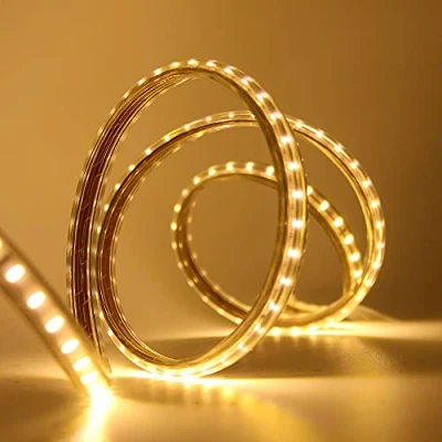 Image of HEGEHE SMD 3014 LED Strip Light with Switch Power Cord, 220V Waterproof Kitchen Cabinet Ceiling Home Garden Deck Rope Warm White (4 Meters)