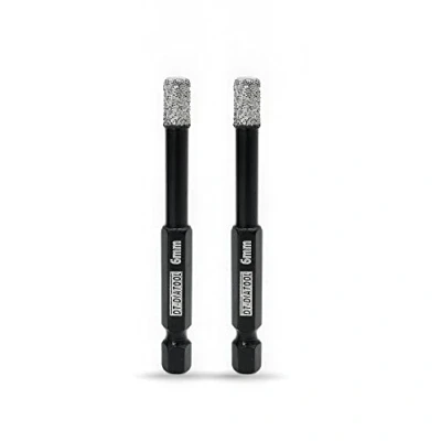 Image of DT DIATOOL Dry Diamond Drill Core Bits Hex Shank Quick fit 6mm 2pcs Vacuum Brazed Hole Saw for Tile Porcelain Ceramic Marble Granite