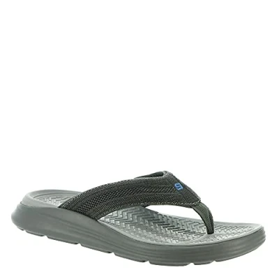 Image of Skechers Men&#039;s Sargo Point Vista Flip Flop, Charcoal Knitted Mesh, 6 UK