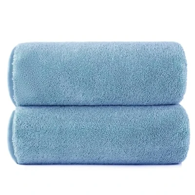 Image of POLYTE Terry Twist Weave Microfiber Oversize Quick Dry Lint Free Bath Towel,152.4 x 76.2 cm, Pack of 2 (Blue)