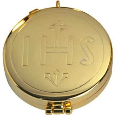 Image of Catholic Gift Shop Gold IHS Pyx &amp; Lourdes Prayer Card