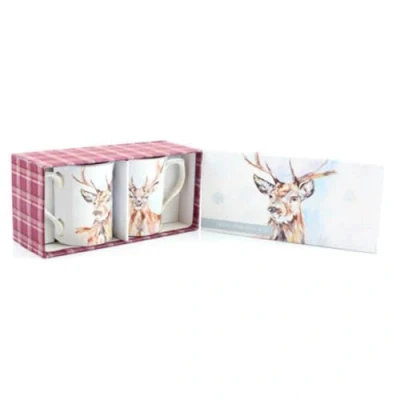 Image of Lesser &amp; Pavey LP92701 Winter Stag Fine China 2 Mug Set