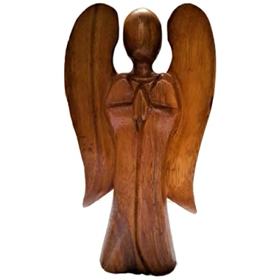 Image of Brave Wings Hand Carved Wooden Fantasy Creatures Angel OOAK Ornament Sculpture Figurine Statue Unique Table Decoration Home Decor Gift for Christmas and Birthdays 4681