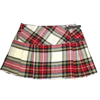 Image of Viper London 13 Inch Cream/Red/Yellow Tartan Micro Mini Kilt Skirt Size 10