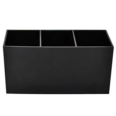 Image of Makeup Brush Holder, 3 Slot Cosmetic Organiser, Organiser Display Storage Holder for Brushes Eyeliners Lipstick Lip Gloss Desk Box (Black)