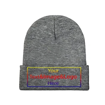 Image of Custom Knitted Beanie Hats Slouch Darkgray Your Text&amp;Image&amp;Logo Here