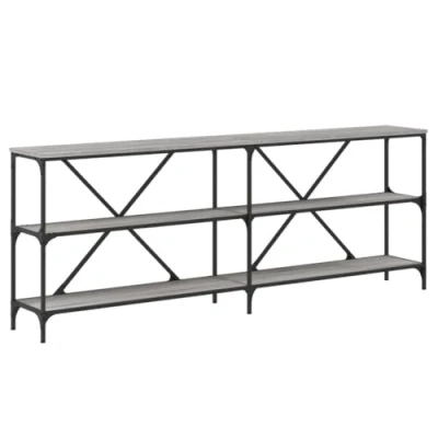 Image of vidaXL Grey Sonoma Console Table Engineered Wood and Iron Rectangular Hallway with Adjustable Feet for Bedroom Living Room