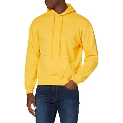 Image of Fruit of the Loom Men&#039;s Classic Hooded Sweat, Sunflower, XL UK