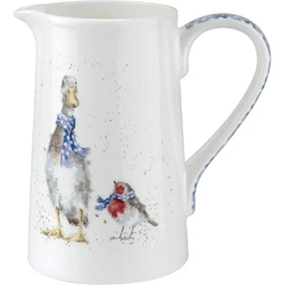 Image of Portmeirion Home &amp; Gifts Wrendale Jug (Duck Robin), Bone China, Multi Coloured, 14.5 x 9.5 15 cm
