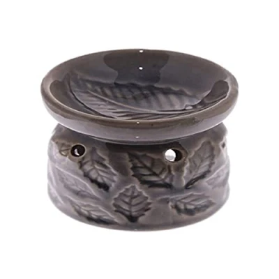 Image of Puckator Eden Ceramic Oil Burner with Leaves Pattern Living Room Accessories Wax Liquidizer Burners For Essential Oils Scents Melter Melt Holder Fragrance