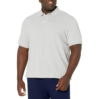 Image of Amazon Essentials Men&#039;s Regular Fit Cotton Pique Polo Shirt (Available in Big and Tall), Light Grey Heather, XS
