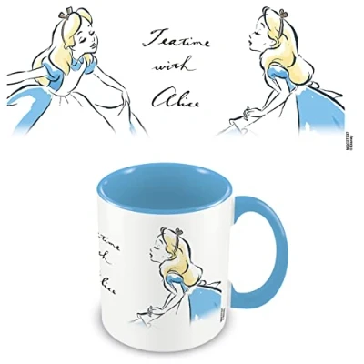 Image of Pyramid International MGC27337 Disney Alice in Wonderland Ceramic White Mug with Blue Inside and Handle, Teatime Design, 11oz Capacity