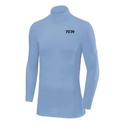 Image of TCA Men&#039;s SuperThermal Compression Base Layer Football Running Top Long Sleeve Thermal Mock Neck Ice Blue, S