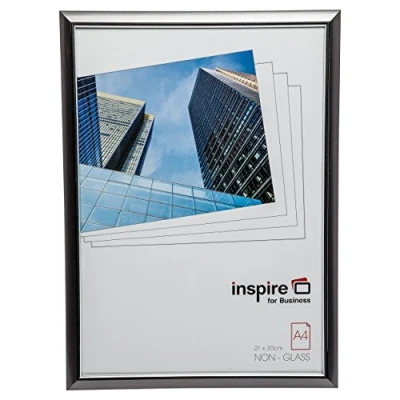Image of Hampton Frames EASYLOADER A4 (21x30cm) Grey Foil Wrapped Extruded Plastic Photo Picture Poster Frame EASA4SMK