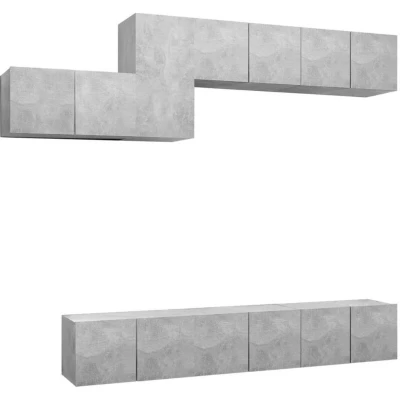 Image of vidaXL 7 Piece TV Cabinet Set Concrete Grey Engineered Wood