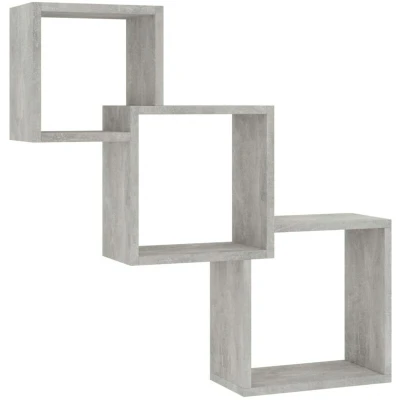 Image of vidaXL Cube Wall Shelf Concrete Grey 68x15x68 cm Engineered Wood