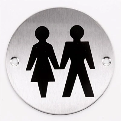 Image of Stainless Steel Unisex Toilet/Bathroom Plaque Pub/Shop/Office WC Sign