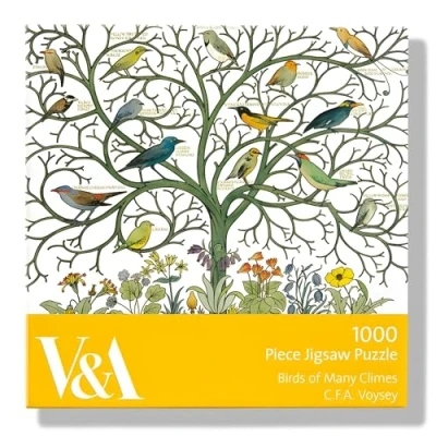 Image of 1000 Piece Jigsaw Puzzle Voysey Birds of Many Climes Artistic Design from V&amp;A Museum Full Image Poster Included