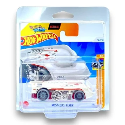 Image of Hot Wheels West Coast Flyer (White Let&#039;s Race) 56/250 HW Fast Transit 2024 (Short Card) COMES IN A GENUINE KLAS CAR KEEPER PROTECTOR CASE HTD11