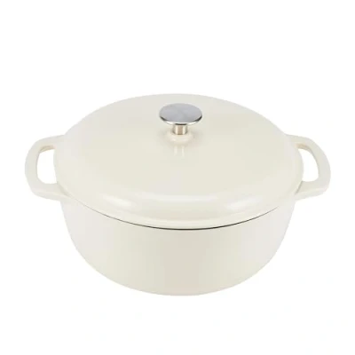 Image of Amazon Basics Round Enameled Cast Iron Covered Dutch Oven, 5.6 L, White