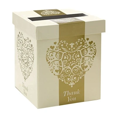 Image of Neviti Vintage Romance Post Box, Paper, Gold, 21 x 25 cm