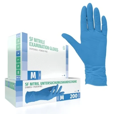 Image of Nitrile Gloves 200 Pieces Box (M, Blue) Disposable Examination Gloves, Powder Free, Latex Non Medical Sterile, Medical, Tattoo, Single Use