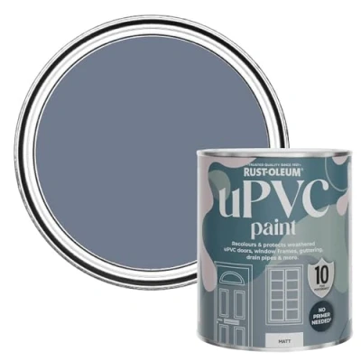 Image of Rust Oleum Blue uPVC Door and Window Paint in Matt Finish Hush 750ml