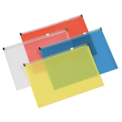 Image of Q Connect Document Zip Wallet A4 Assorted (Pack of 20) KF16552+ Free finchley Refill Pen