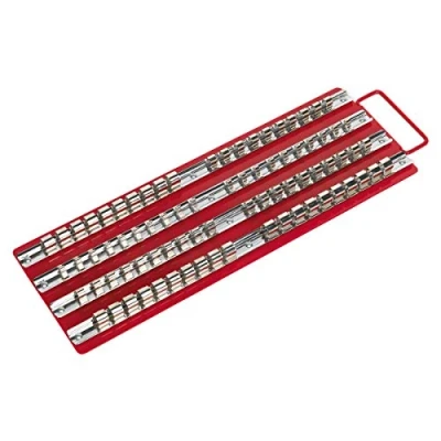 Image of Sealey Premier Socket Rail Tray Red 1/4&quot;, 3/8&quot; &amp; 1/2&quot;Sq Drive