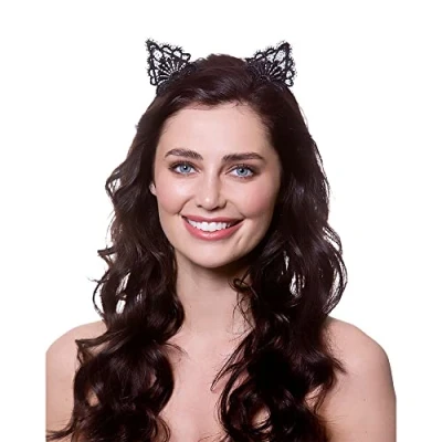 Image of Wicked Costumes Black Lace Cat Ears Fancy Dress Accessory